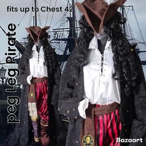 Halloween Peg Leg Pirate Costume Mens Adult Cosplay Costume Size M